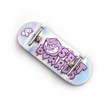 LIMITED EDITION 34 mm x 96 mm Pro Fingerboard Set-Up (Complete) | Real Wood Deck | Pro Trucks with Lock Nuts and Pro Bushings | Polyurethane Pro Wheels with Bearings | Purple Logo